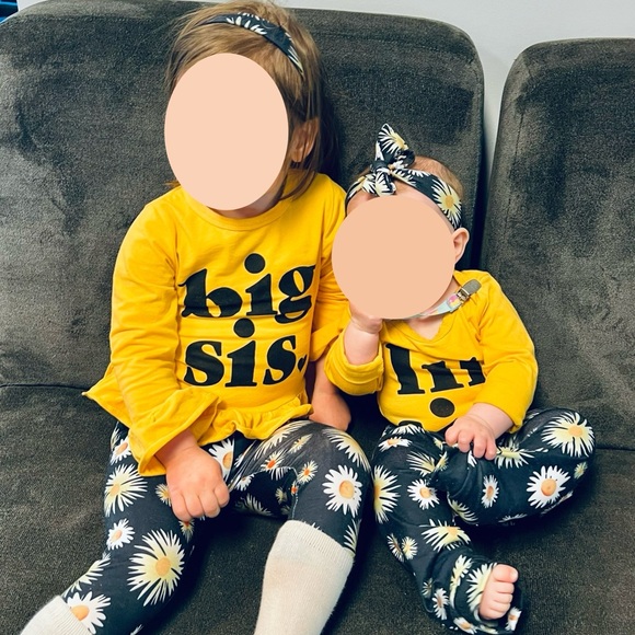 Big sis & lil sis matching sisters outfits with pants and headbands - Picture 1 of 6